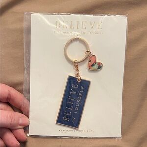 Papyrus Blue and Gold Keychain with Heart Charm